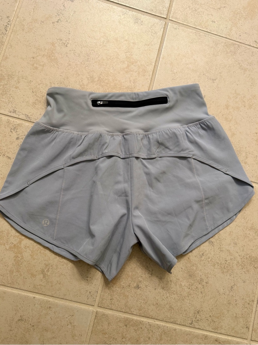 lululemon athletica Light Gray Training Shorts with Zippered Back Pocket